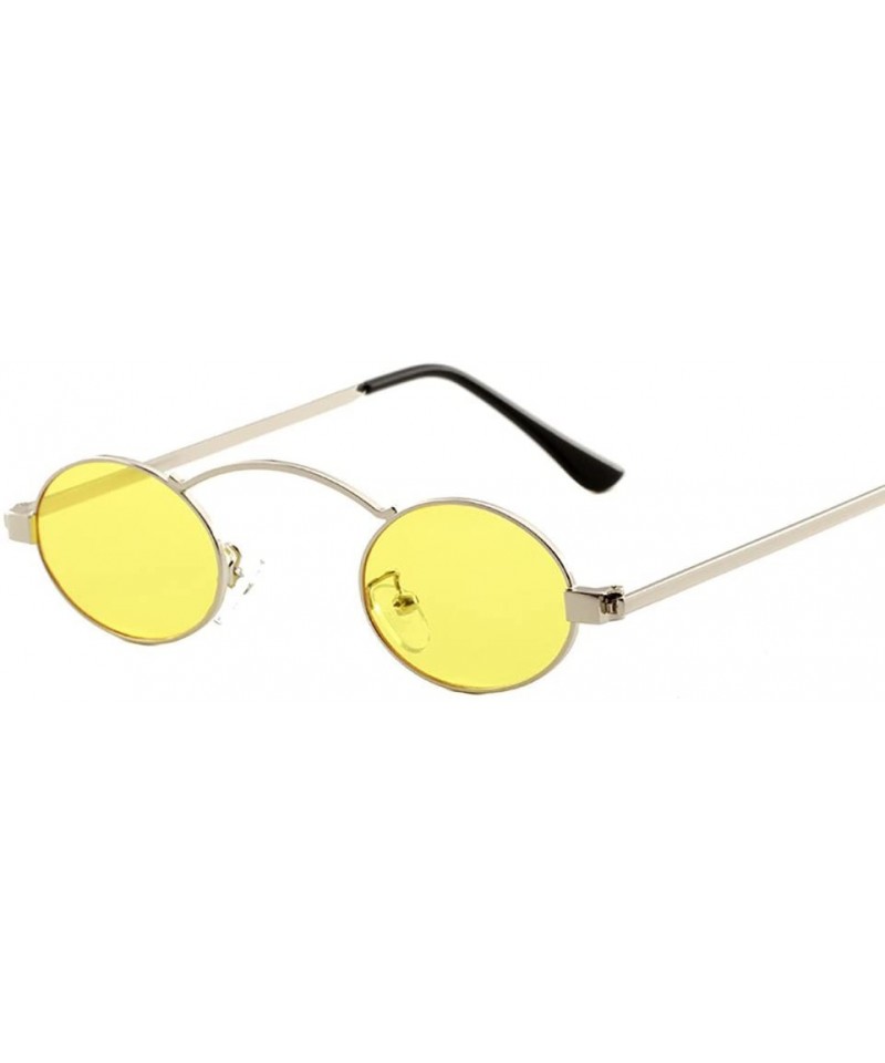 Oval Vintage Sunglasses Slender Lenses - Yellow - CX190OQ8M0U $9.62