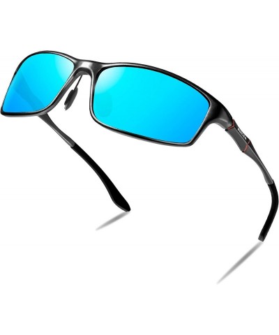 Rectangular Polarized Sunglasses for Men Women UV Protection Driving Golf Fishing Sports Sunglasses - B-black Frame Blue Lens...