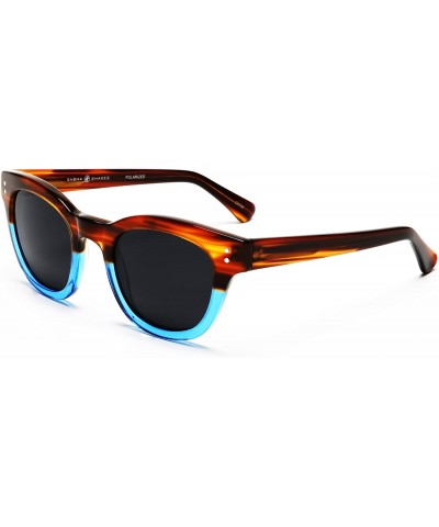 Round Women's Polarized Modern Classis Vista Horned Rim Vintage Sunglasses - Blue - CO12E0DXC8V $76.76