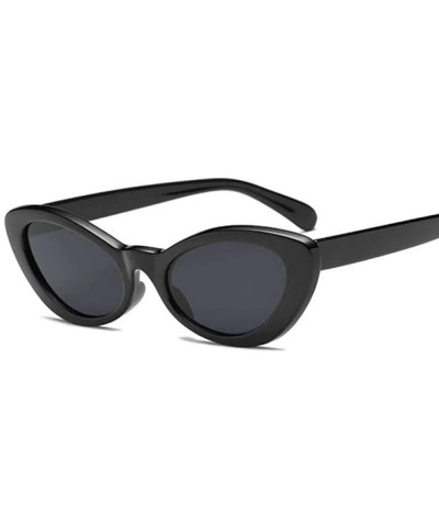 Oval Small Oval Sunglasses Women Cat Eye Brand Designer Vintage Retro Yellow Black - Red White - CL18XAID3YN $18.60