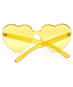 Rimless Heart Shape Party Sunglasses Frameless Glasses Eyewear (Yellow) - Yellow - CK18TDAXICG $11.91