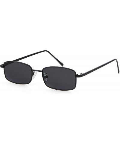 Round Retro Small Square Sunglasses Metal Frame Clear Candy Colors Lens Glasses - Black - CA180MHCZKA $14.14