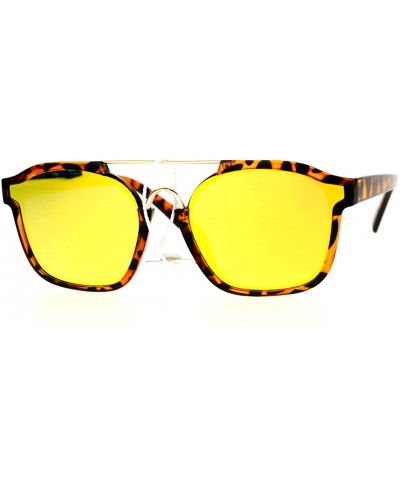 Square Super Hip Flat Mirror Lens Sunglasses Retro Unisex Fashion Shades - Tortoise - CI12B7G3GSP $10.21