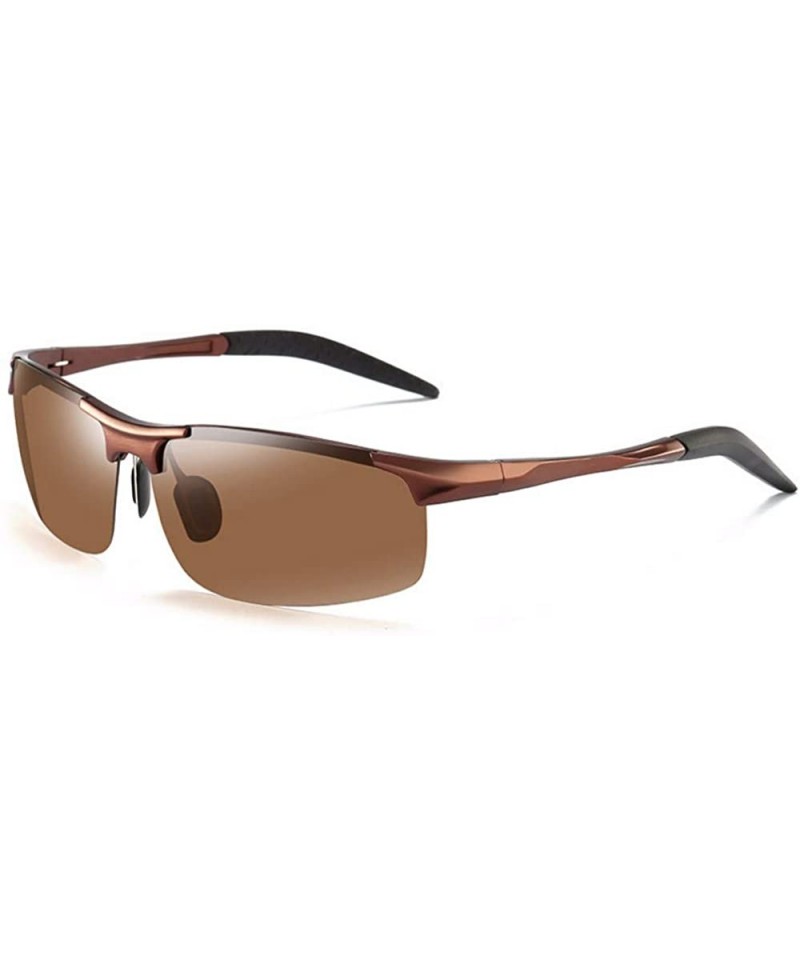 Aviator Aluminum Magnesium Polarizing Sunglasses Men's Half-frame Sunglasses Riding Glasses - C - CA18QCKEQWS $62.06