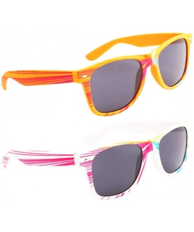 Wayfarer 2 Pair HQL Miami Fancies by Sojayo - 1 Sojayo-xbright Neon Orange & 1 White (2 Pack) - C618C5Q0SUY $10.31
