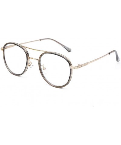 Sport Round Metal Full Frame Sunglasses Retro Literary Glasses Flat Mirror Frame - 6 - CN190R08YD4 $72.86