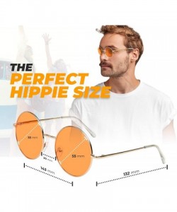 Oversized Big Round Sunglasses Retro Circle Tinted Lens Glasses UV400 Protection - 1 Pink Lens - Gold Frame - C1180TO2E2W $8.69