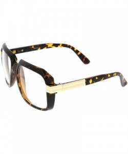 Square Large Chunky Metal Accented Temples Clear Lens Square Glasses 55mm - Tortoise-gold / Clear - CR12N2JOUXD $11.32