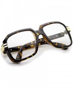 Square Large Chunky Metal Accented Temples Clear Lens Square Glasses 55mm - Tortoise-gold / Clear - CR12N2JOUXD $11.32