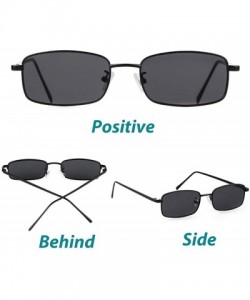 Round Retro Small Square Sunglasses Metal Frame Clear Candy Colors Lens Glasses - Black - CA180MHCZKA $14.14