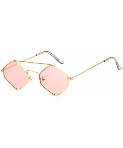 Sport Fashion Mens Womens Retro Diamond Sunglasses Hip Hop Metal Frame Eyewear - Goldpink - C018OXK58TR $8.53