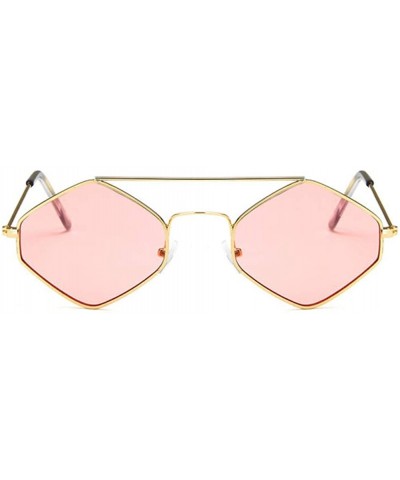 Sport Fashion Mens Womens Retro Diamond Sunglasses Hip Hop Metal Frame Eyewear - Goldpink - C018OXK58TR $8.53