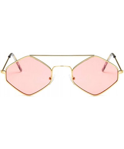 Sport Fashion Mens Womens Retro Diamond Sunglasses Hip Hop Metal Frame Eyewear - Goldpink - C018OXK58TR $8.53