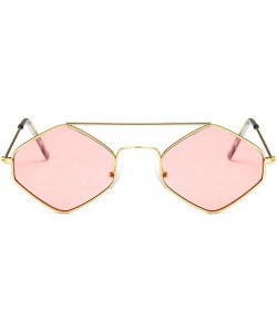 Sport Fashion Mens Womens Retro Diamond Sunglasses Hip Hop Metal Frame Eyewear - Goldpink - C018OXK58TR $8.53