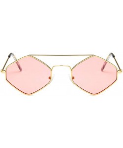 Sport Fashion Mens Womens Retro Diamond Sunglasses Hip Hop Metal Frame Eyewear - Goldpink - C018OXK58TR $8.53