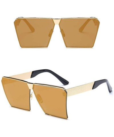 Oversized Womens Vintage Square Oversized Polarized Sunglasses - Gold - CJ19607D7C3 $13.88