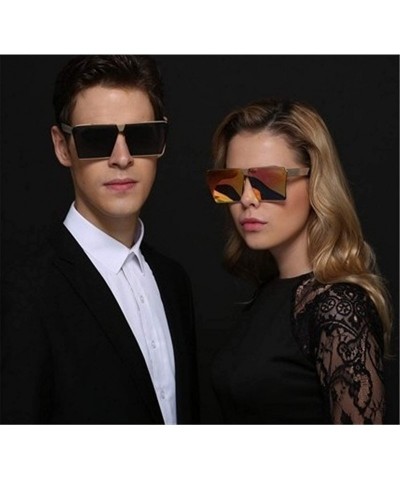 Oversized Womens Vintage Square Oversized Polarized Sunglasses - Gold - CJ19607D7C3 $13.88