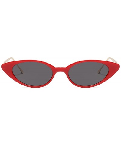 Oval Unisex Vintage Slender Oval Sunglasses Small Metal Frame lens eyewear - Red - CF18DW73UO3 $26.05
