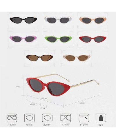 Oval Unisex Vintage Slender Oval Sunglasses Small Metal Frame lens eyewear - Red - CF18DW73UO3 $9.07