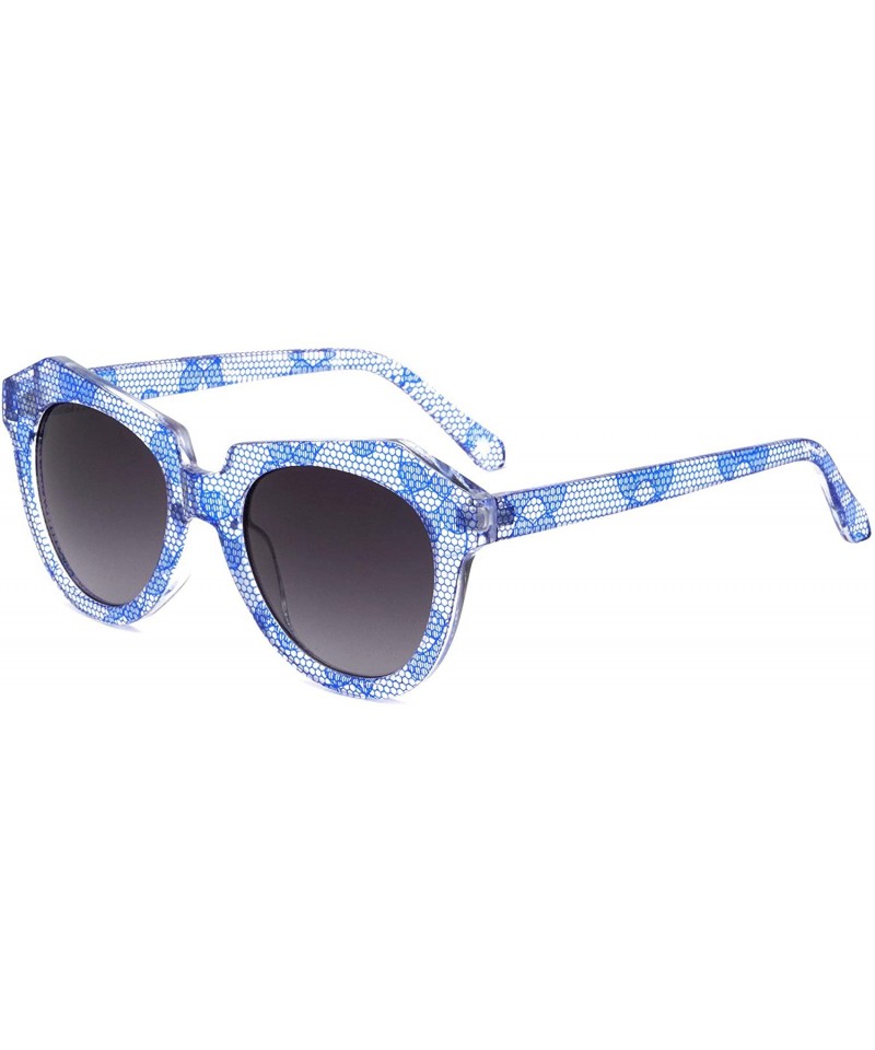 Butterfly Delhi Retro Geometric Hive Pattern Crystal Fashion Sunglasses - Blue - CG196XE5S79 $12.31