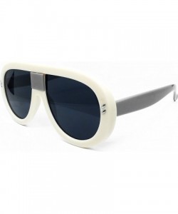 Oversized 7308 Oversized XXL Futuristic Neon Flat top Clear Sunglasses - Beige - C118DI49K4Z $17.66