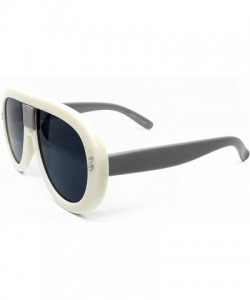 Oversized 7308 Oversized XXL Futuristic Neon Flat top Clear Sunglasses - Beige - C118DI49K4Z $17.66