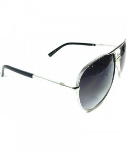 Oval Coin Edge Metallic Aviator Sunglasses - Silver - CG12NT4T7P6 $8.95