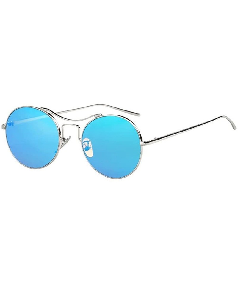 Aviator Korean metal sunglasses - Blue Color - CO12JTEBTB3 $28.49