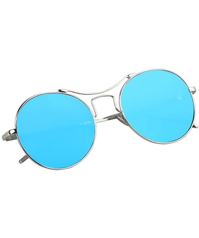 Aviator Korean metal sunglasses - Blue Color - CO12JTEBTB3 $28.49