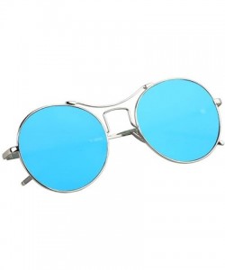 Aviator Korean metal sunglasses - Blue Color - CO12JTEBTB3 $28.49