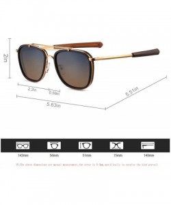 Square Retro Double Bridge Metal Square Polarized Sunglasses Unique Design For Women Men UV Protection - CU18AIAHN0R $15.01