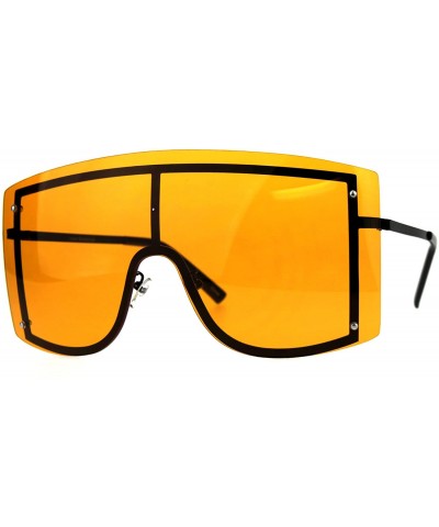Oversized Extra Oversized Shield Robotic Futuristic Pop Color Sunglasses - Black Orange - CH18CMN2UMO $10.91