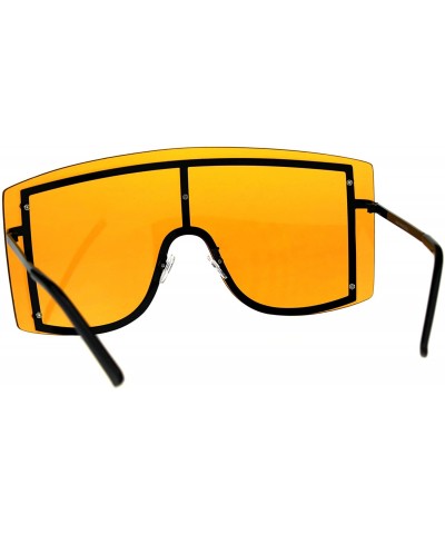 Oversized Extra Oversized Shield Robotic Futuristic Pop Color Sunglasses - Black Orange - CH18CMN2UMO $10.91