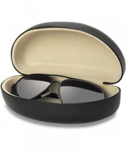 Aviator Hard Shell Sunglasses Case-Classic Extra Large Case for Oversized Sunglasses and Eyeglasses - Black Leather - CN18659...