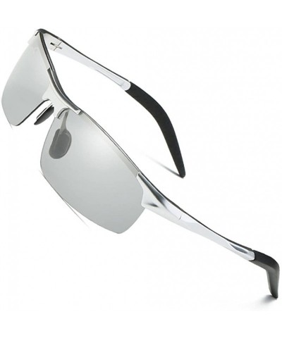 Round Men's Photochromic Polarized UV400 Sunglasses for Outdoor Fishing Golf Beach Baseball Sports - Silver - C4187O48CEA $18.63