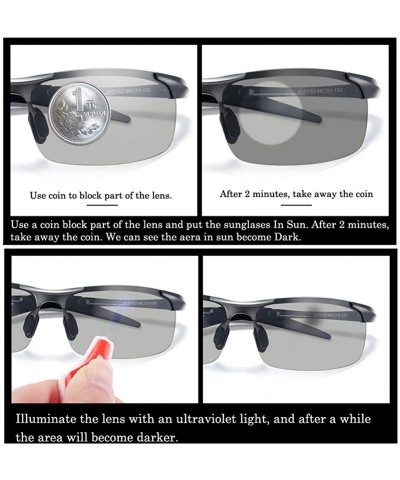 Round Men's Photochromic Polarized UV400 Sunglasses for Outdoor Fishing Golf Beach Baseball Sports - Silver - C4187O48CEA $18.63