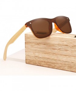 Square Bamboo Sunglasses Wood Polarized Glasses Sunglasses Wooden Sun Glasses - Brown Bamboo - CX194OWLWE2 $30.99