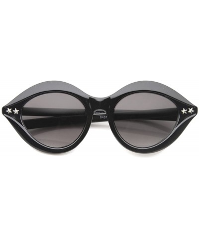 Cat Eye Womens Fashion Lips Cat Eye Mod Stars Sunglasses - Shiny-black-silver Lavender - CB11XUNTEGR $9.84