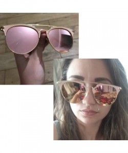 Round Fashion Small Metal Frame Round Aviator Sunglasses Flat Mirrored Lens - Pink Mirrored Gold Frame - CB18S7M3SQT $9.98