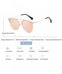 Round Fashion Small Metal Frame Round Aviator Sunglasses Flat Mirrored Lens - Pink Mirrored Gold Frame - CB18S7M3SQT $9.98