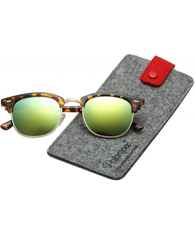 Round Unisex Retro Classic Stylish Malcom Half Frame Polarized Sunglasses - Tortoise Brown - Sunburst Yellow - CI187USGH2Q $1...
