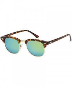 Round Unisex Retro Classic Stylish Malcom Half Frame Polarized Sunglasses - Tortoise Brown - Sunburst Yellow - CI187USGH2Q $1...