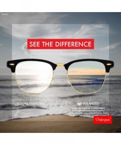 Round Unisex Retro Classic Stylish Malcom Half Frame Polarized Sunglasses - Tortoise Brown - Sunburst Yellow - CI187USGH2Q $1...