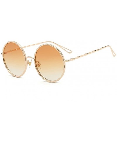 Oval Hippie Retro Groovy Gradient Oversize Circle Lens Round Lennon Sunglasses - C5 - CQ182H2467H $27.14