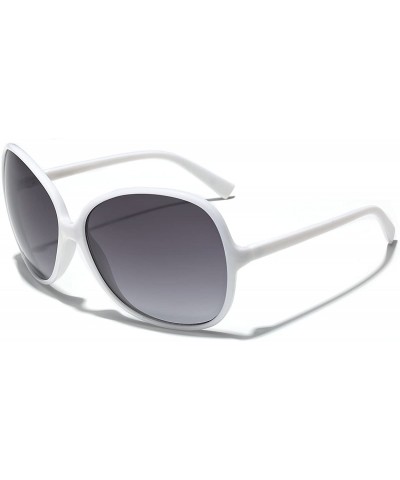 Butterfly Oversized Round Frame Women's Butterfly Fashion Statement Sunglasses - White - Gradient Smoke - CA11P3RCKT1 $8.84