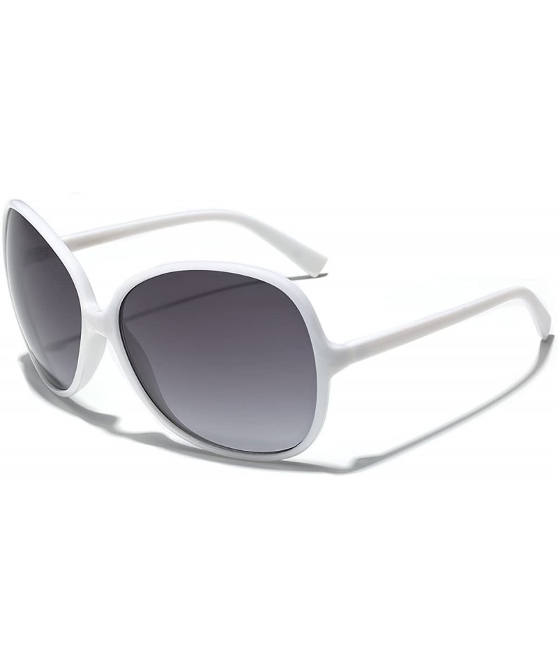 Butterfly Oversized Round Frame Women's Butterfly Fashion Statement Sunglasses - White - Gradient Smoke - CA11P3RCKT1 $8.84