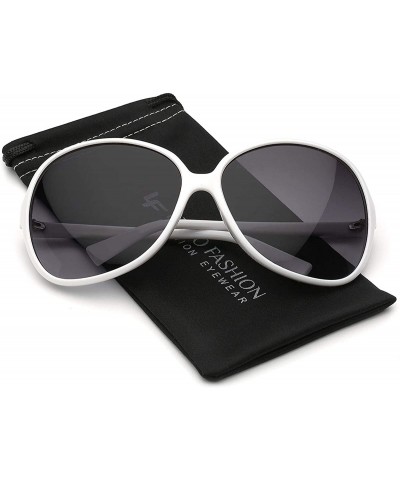 Butterfly Oversized Round Frame Women's Butterfly Fashion Statement Sunglasses - White - Gradient Smoke - CA11P3RCKT1 $8.84