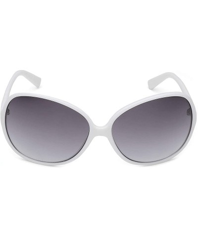 Butterfly Oversized Round Frame Women's Butterfly Fashion Statement Sunglasses - White - Gradient Smoke - CA11P3RCKT1 $8.84