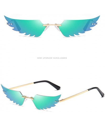 Wrap Fashion Irregular Man Women Wing Shape Sunglasses Glasses Shades Vintage Retro - Green - C91983RUI02 $24.87