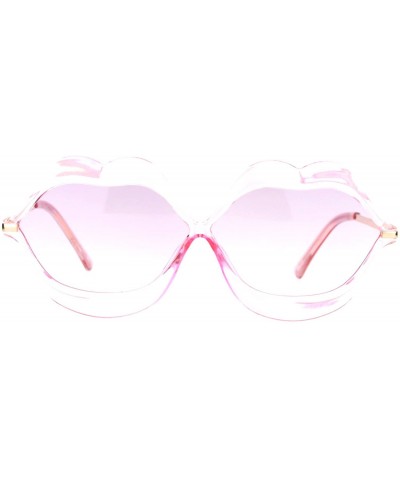 Oval Love Lip Shape Kiss Womens Sunglasses - Pink - CD12K07RDHH $17.88